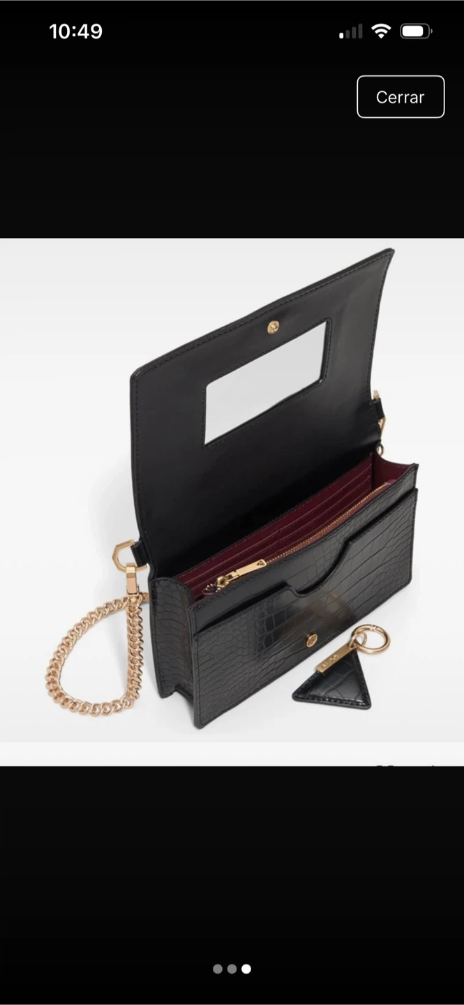 Black Crocodile Embossed Crossbody Clutch with Gold Chain - photo 3