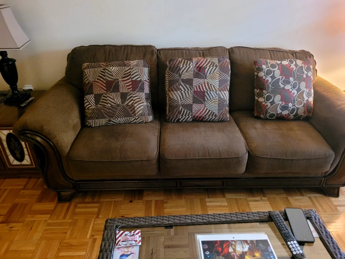Brown Sofa with Decorative Pillows