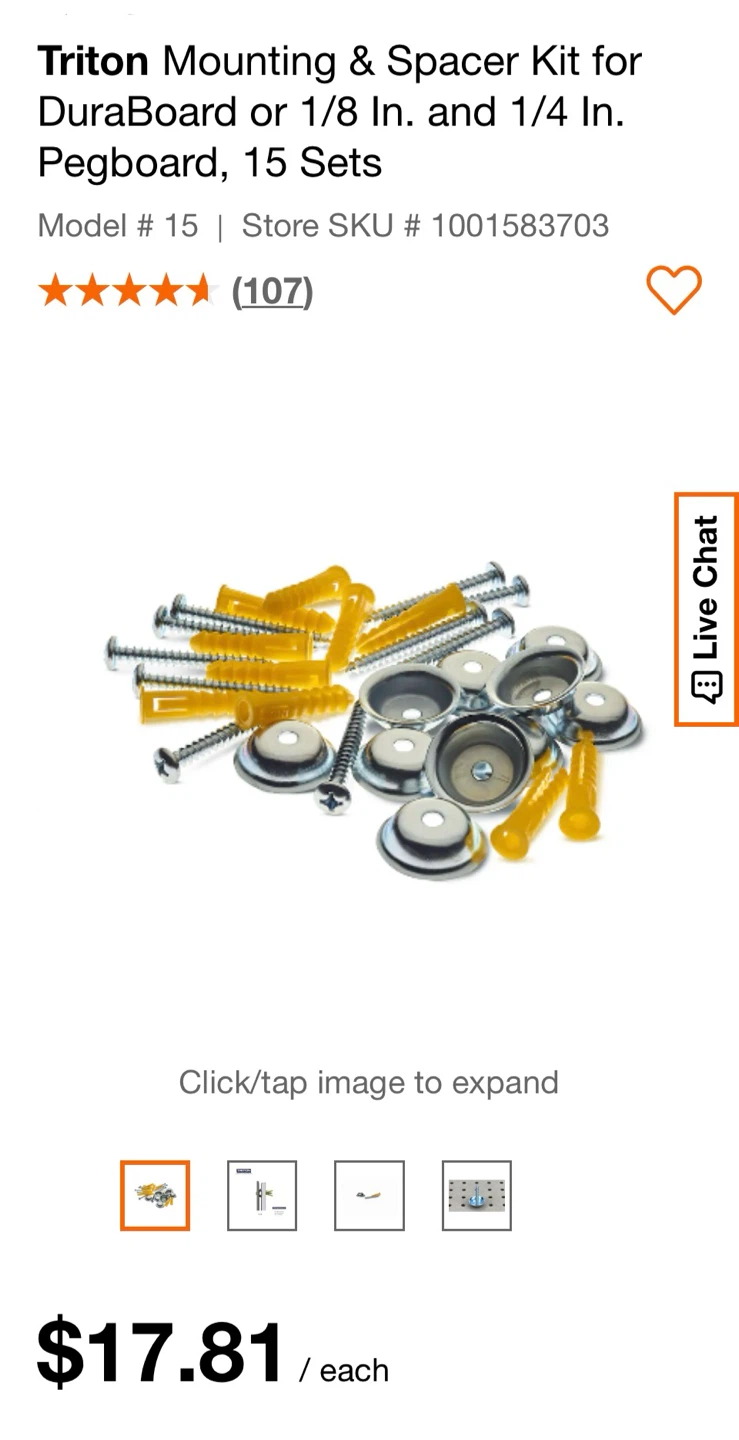 DuraHook Pegboard Mounting Kit - 15 Sets - photo 2