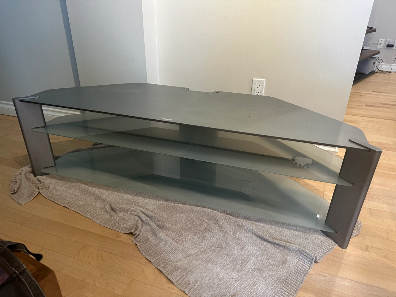 Glass and Metal Corner TV Stand