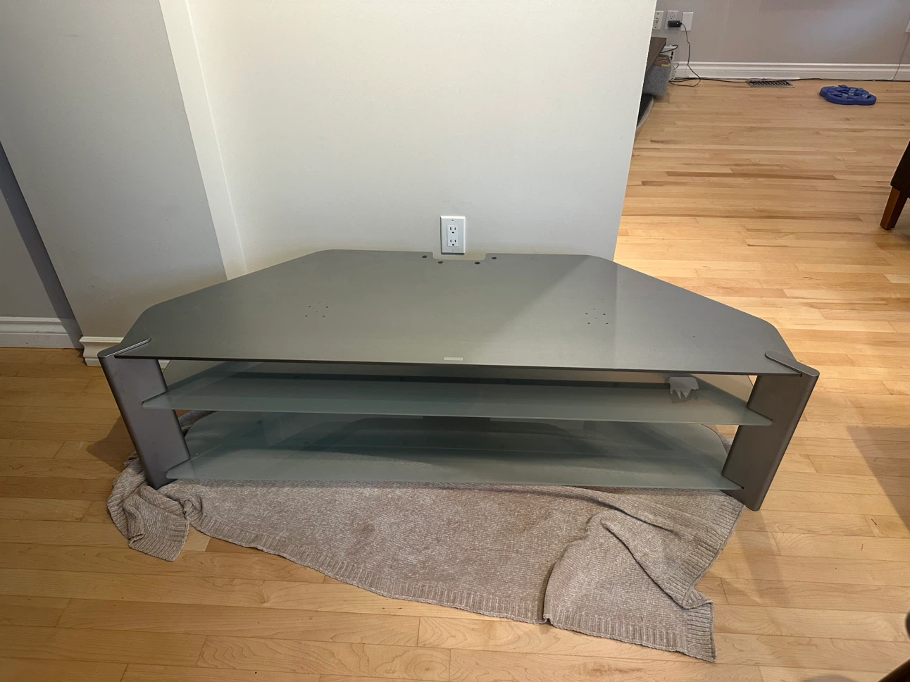 Glass and Metal Corner TV Stand - photo 2
