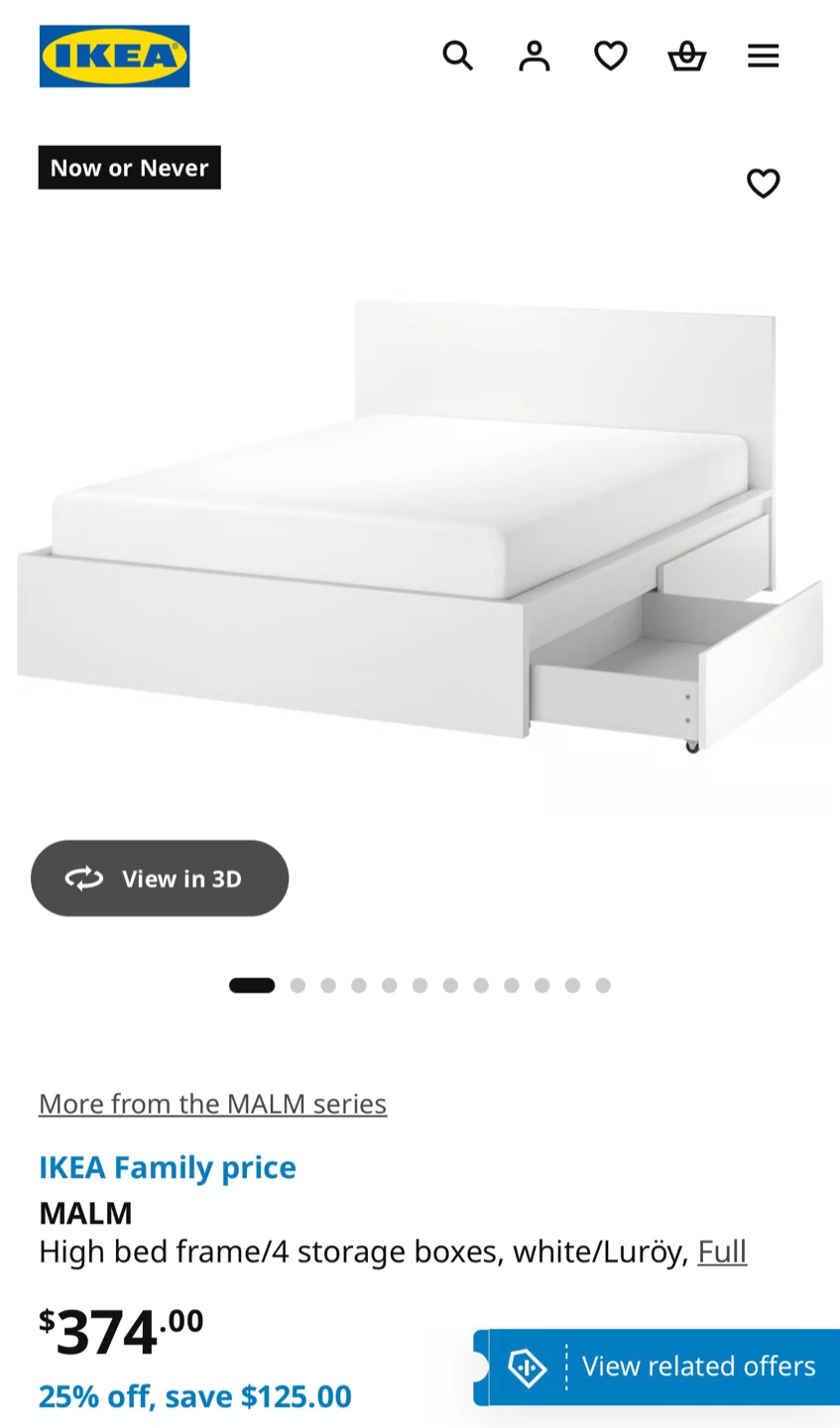 IKEA MALM High Bed Frame with Drawers