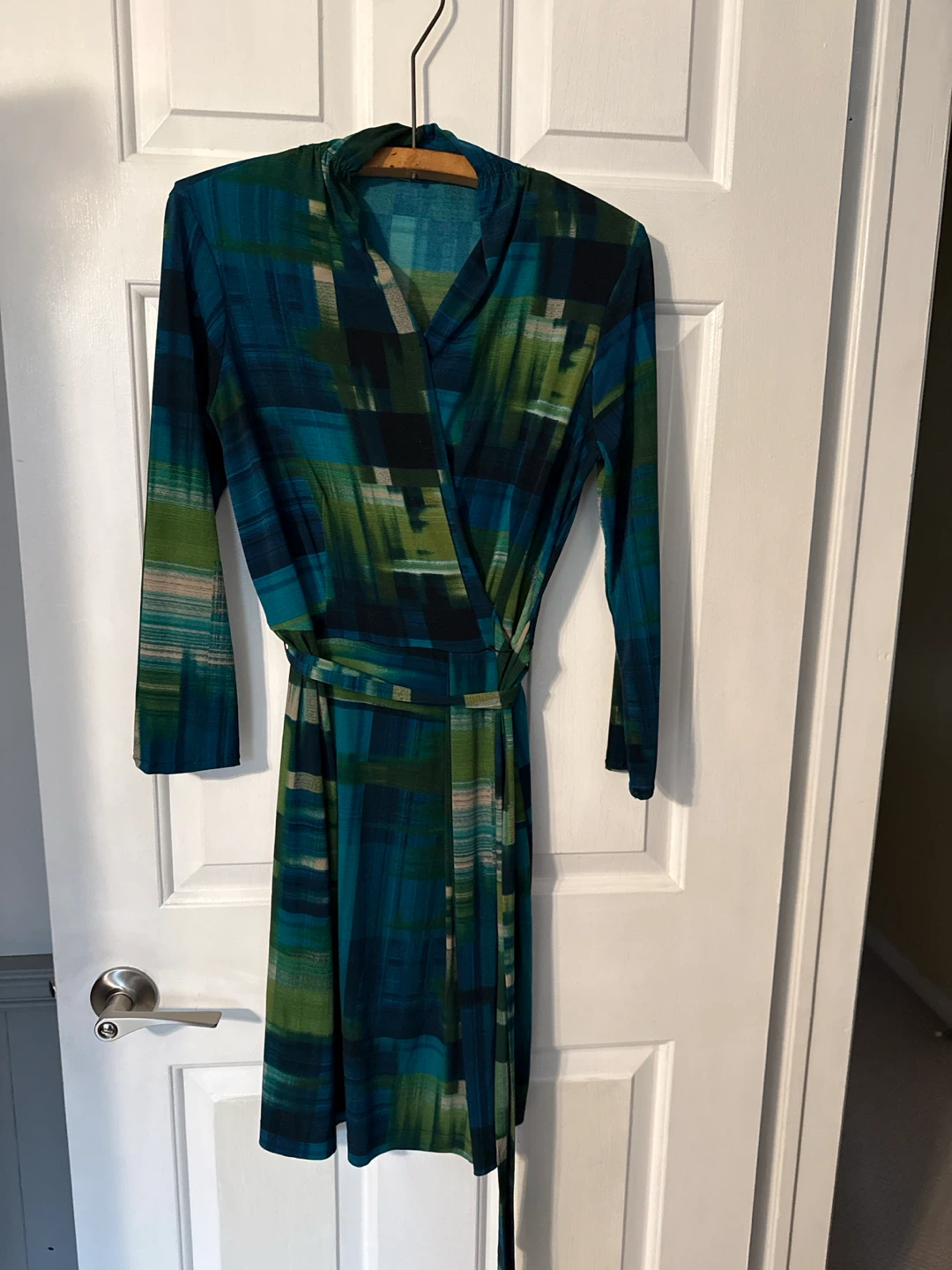 Abstract Print Wrap Dress/Size M