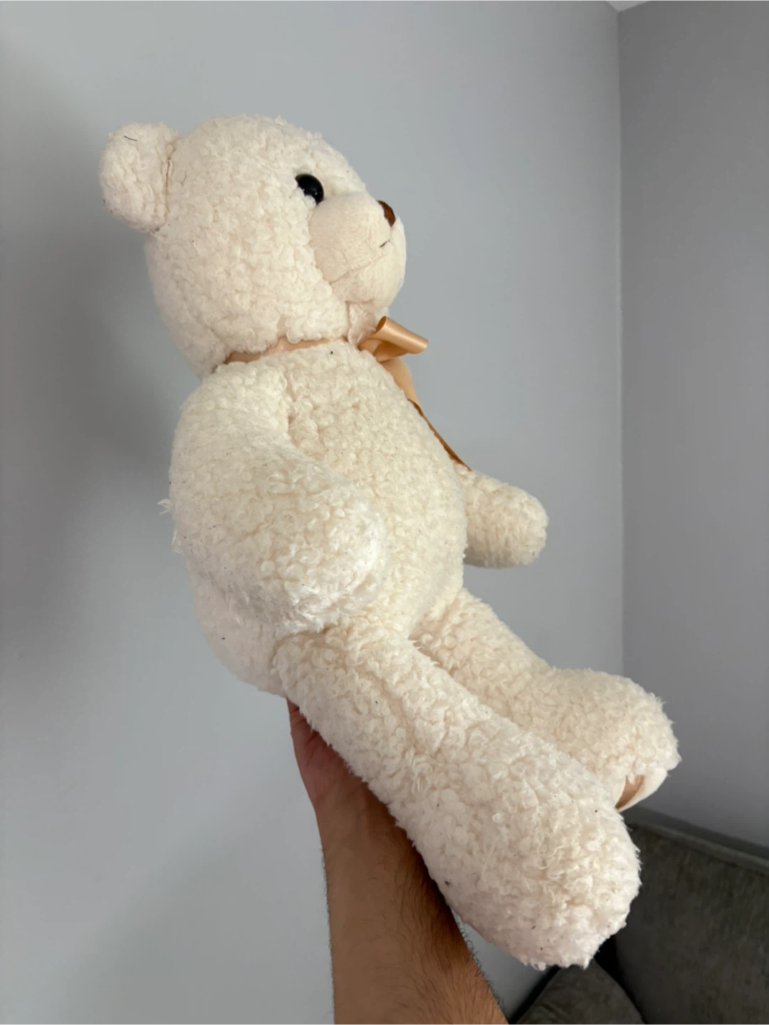 Cream Teddy Bear with Bow - photo 2