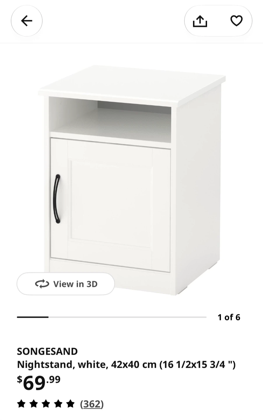 IKEA SONGESAND Nightstand White