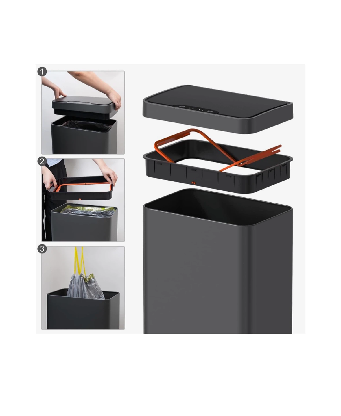 Brand new! Motion Sensor Trash Can with Soft Close Lid - photo 4