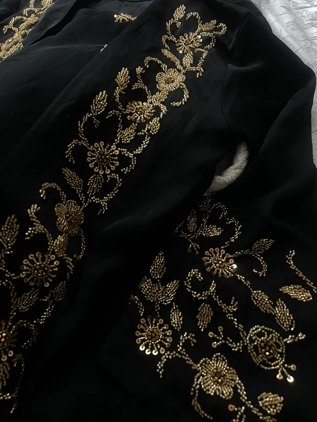 Black Abaya with Gold Embellishment - photo 2