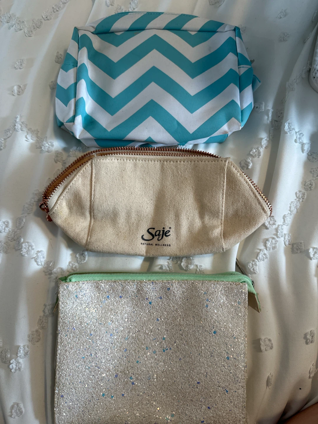 FREE Set of 3 Cosmetic Bags - Saje, Sugarbear, Clinique