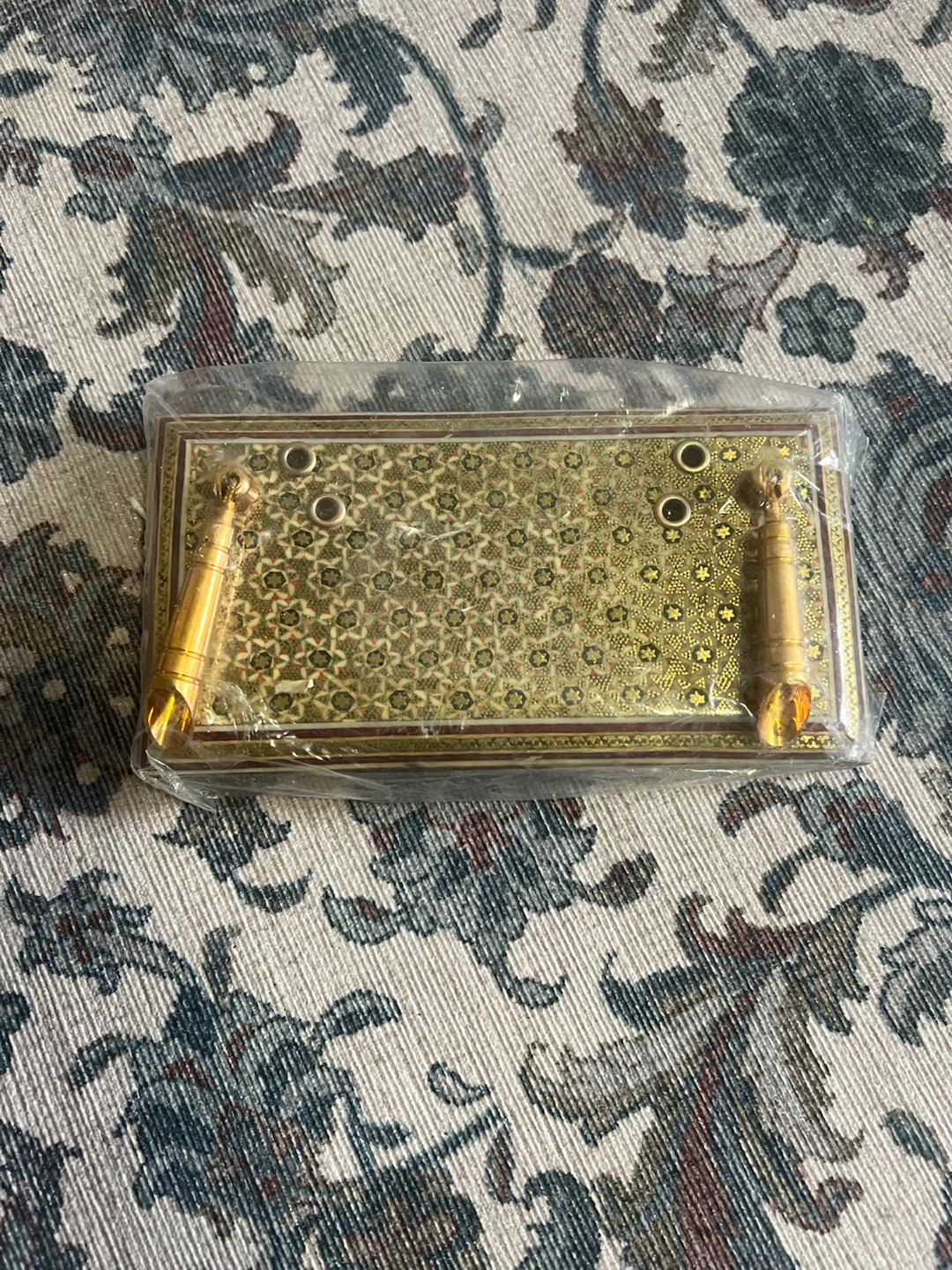 Decorative Gold Tone Tray with Tassels