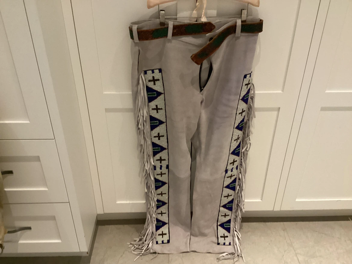 Suede Pants with Beading and Fringe