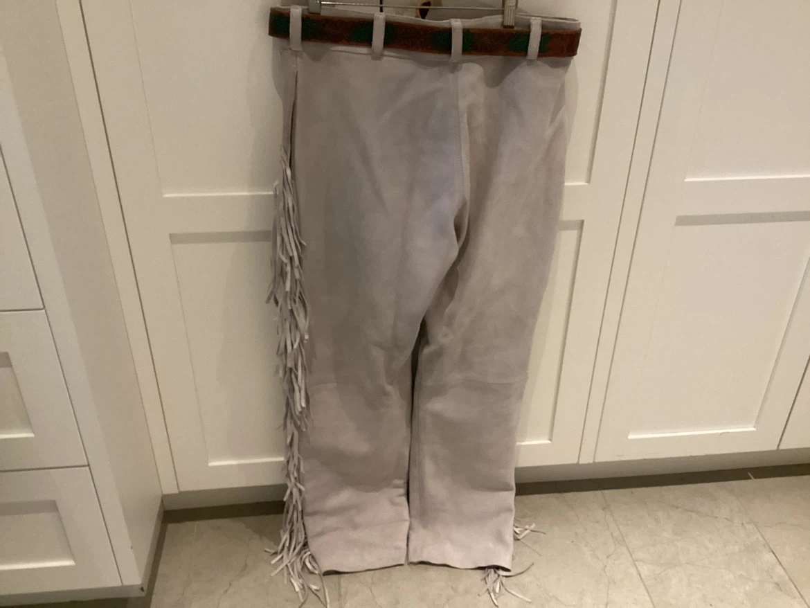 Suede Pants with Beading and Fringe - photo 2