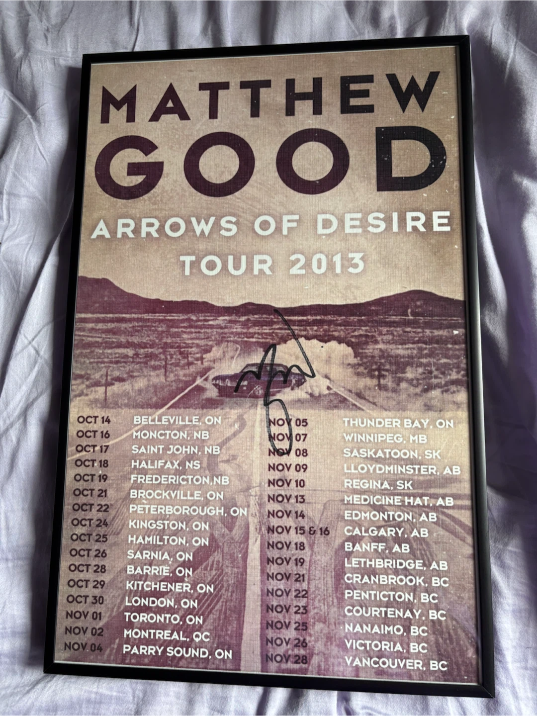 Matthew Good Arrows of Desire Tour 2013 Signed Poster