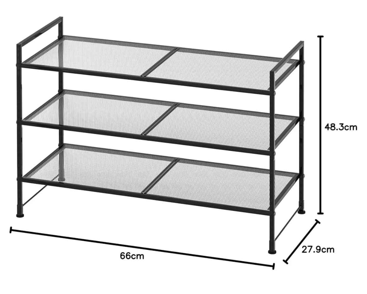 Simple Houseware 3-Tier Stackable Mesh Shoe Rack - photo 2