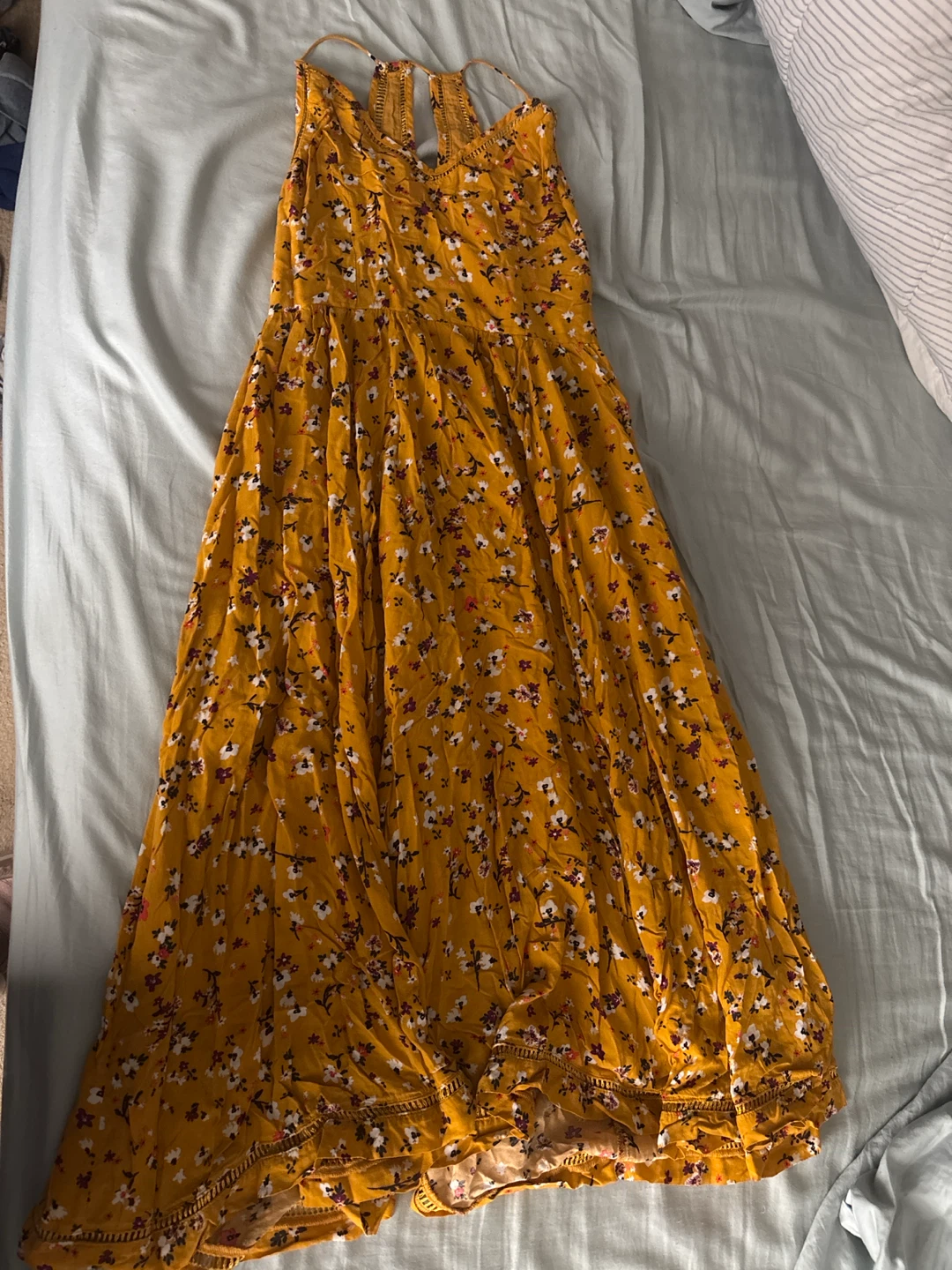 Yellow Floral Midi Dress