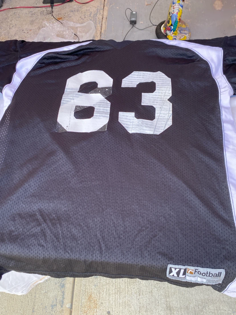 Youth XL Football Jersey #63 Black White - photo 3