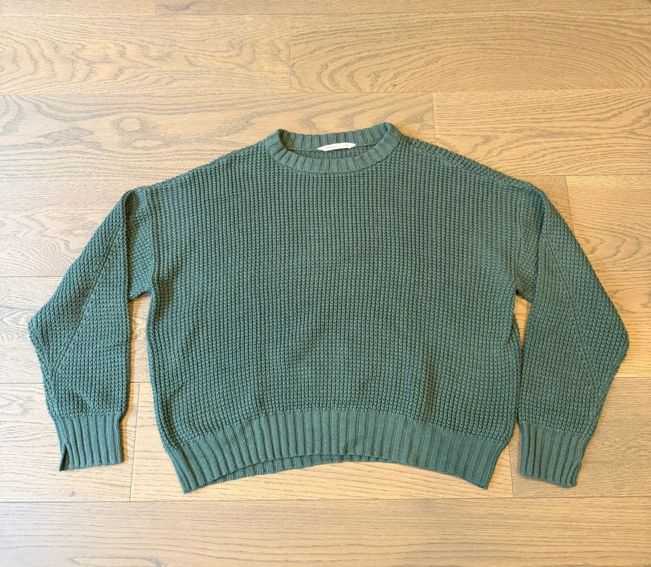 Green Waffle Knit Sweater
