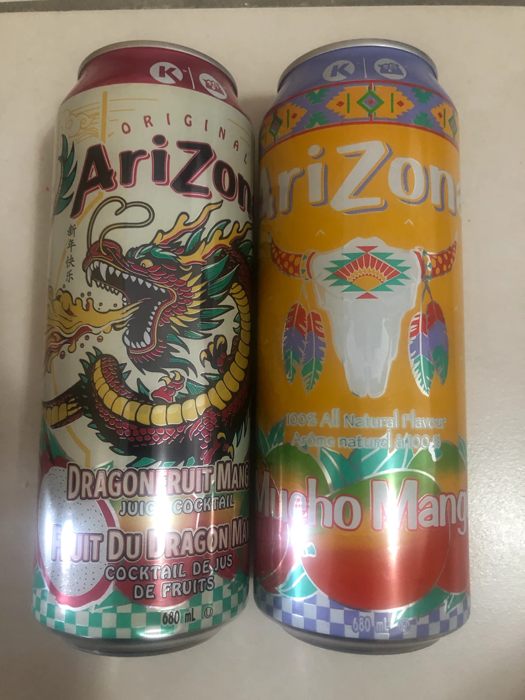 AriZona Dragon Fruit Mango and Mucho Mango Cans