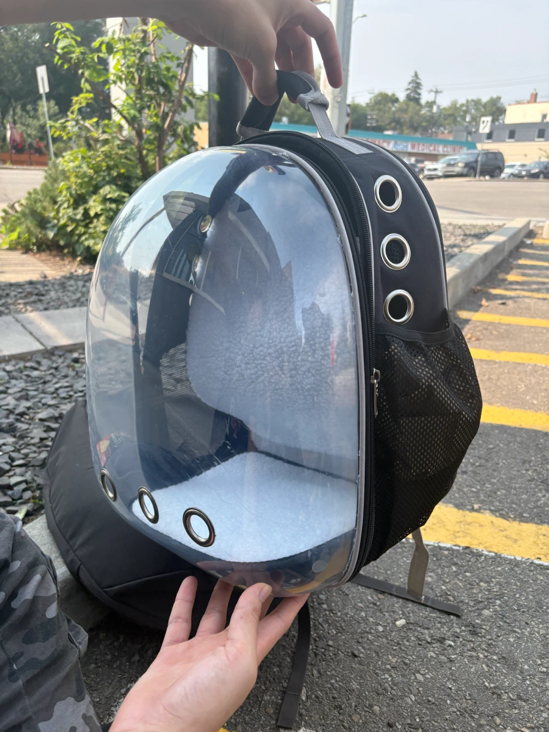 Black bubble pet carrier backpack