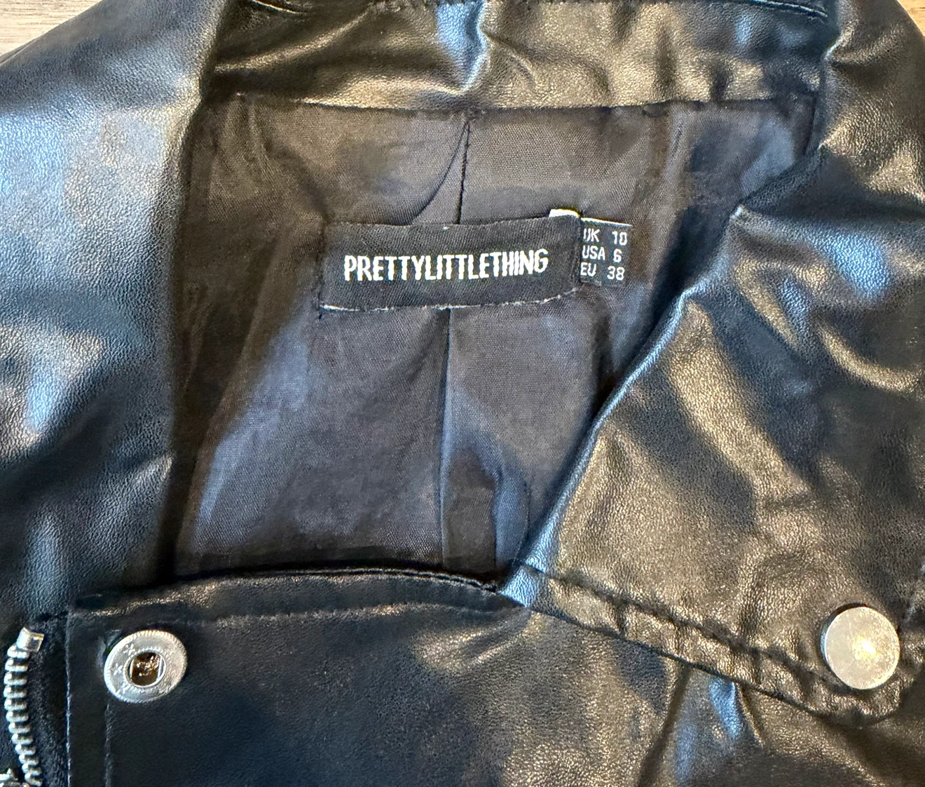 Black Faux Leather Biker Jacket - photo 2