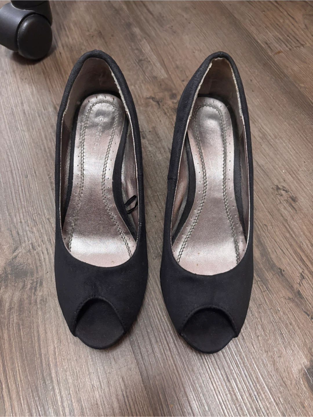 George Black Peep Toe Wedge Heels