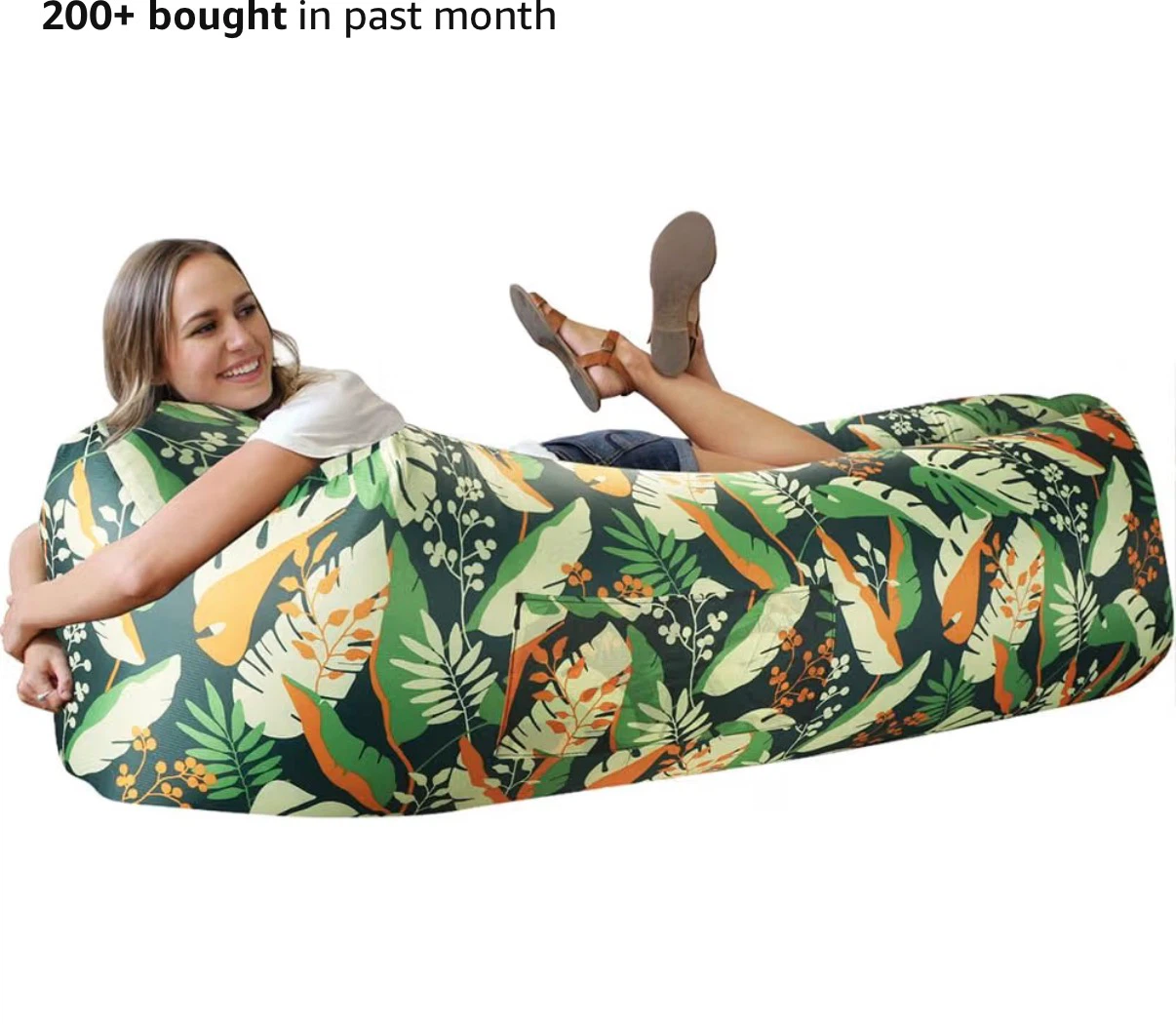 Inflatable Lounger Air Sofa Tropical Leaf Print - photo 3