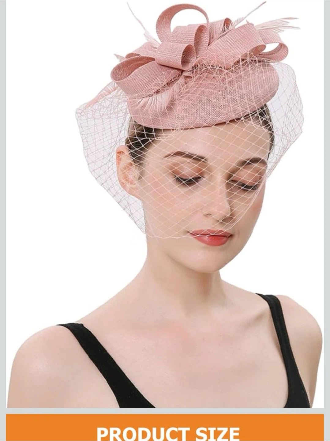 Pink Feather and Net Headpiece - photo 2