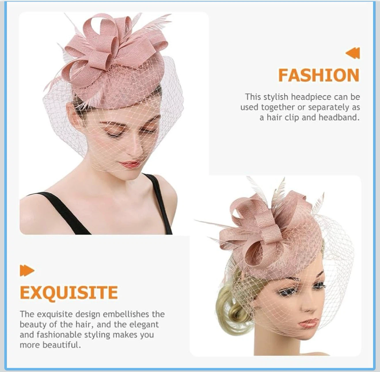 Pink Feather and Net Headpiece - photo 4