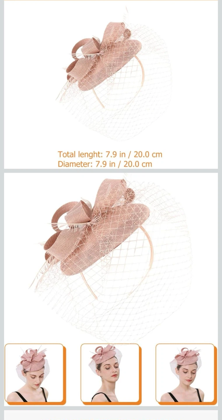Pink Feather and Net Headpiece - photo 5