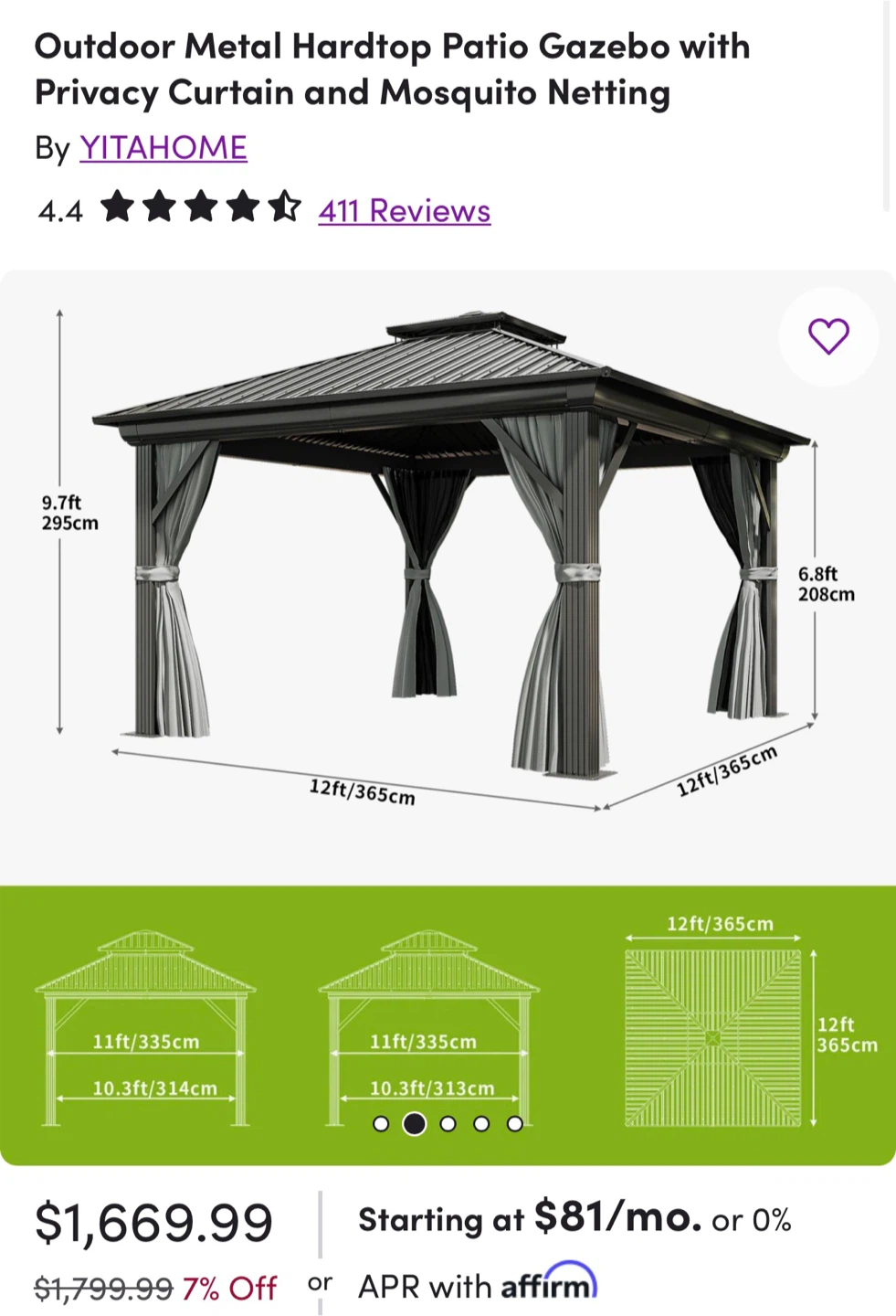 Gazebo 12x12ft