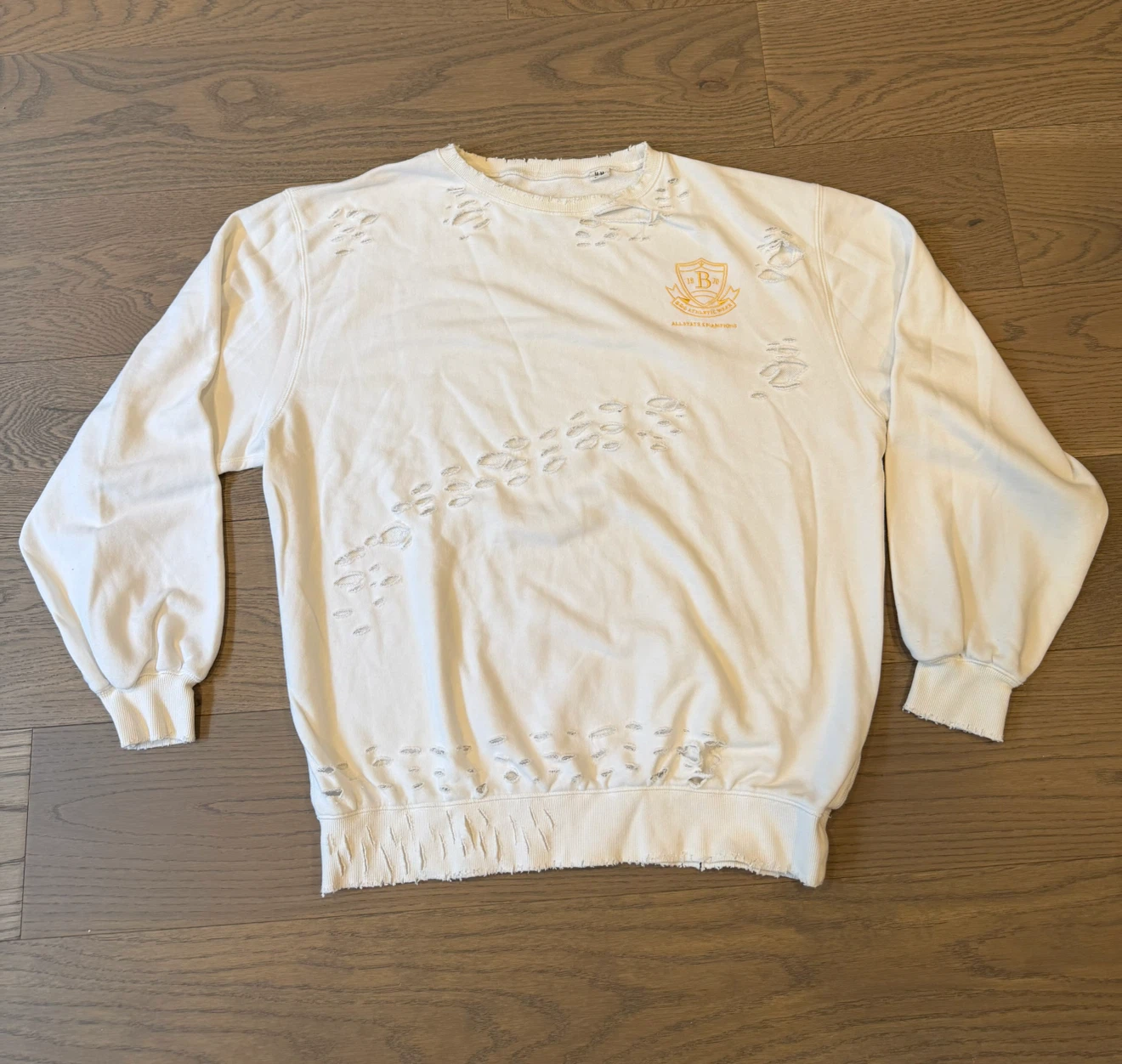 Urban Outfitters White Distressed Crewneck