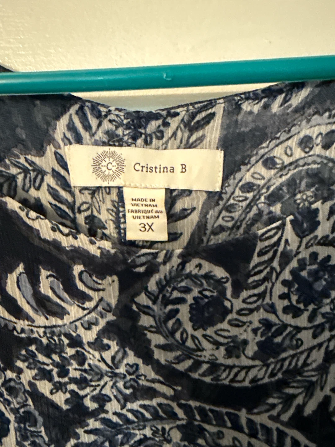 Cristina B. Women's Blue Paisley Print Sleeveless Top 3X - photo 3