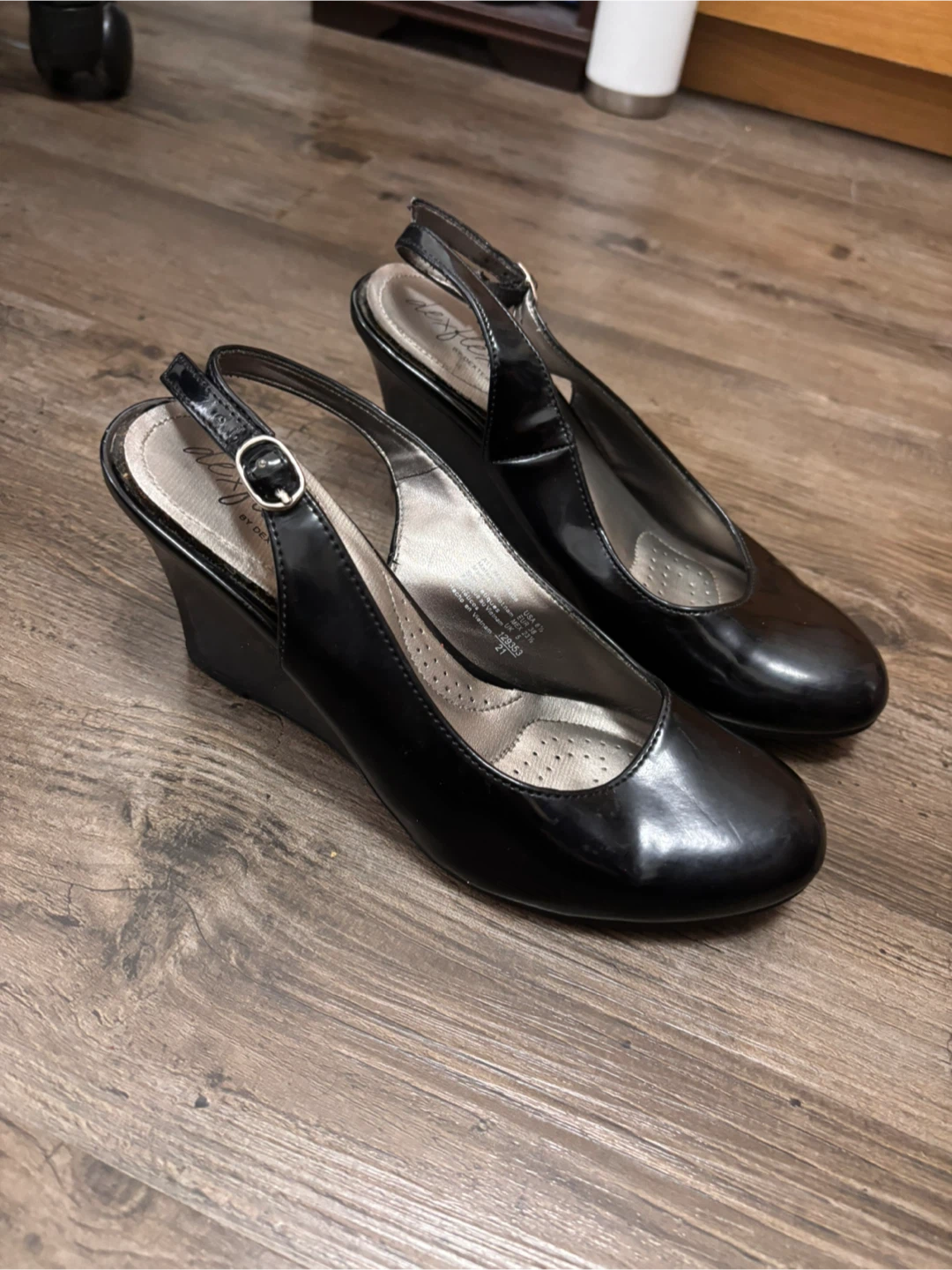 dexflex by Dexter Black Slingback Wedge Heels