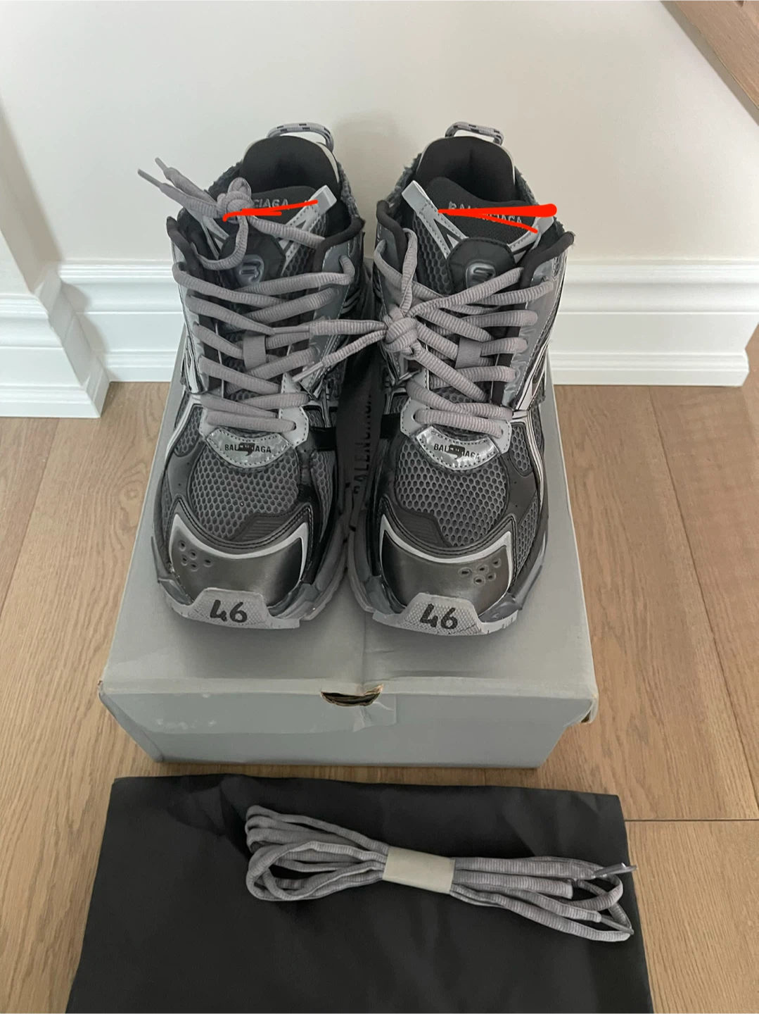 Balenciaga Grey Runner Sneakers Size 46
