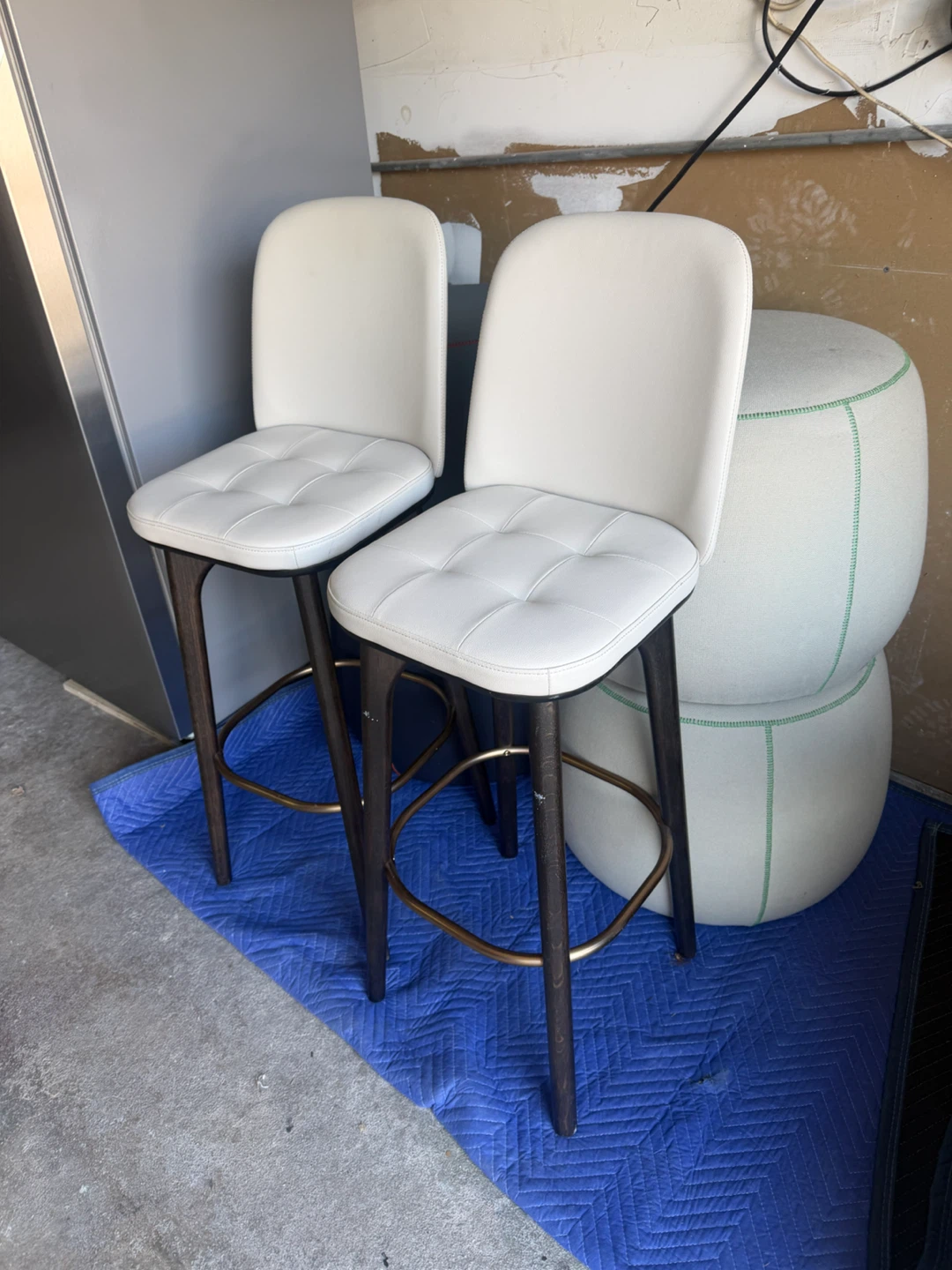 Stellar works White Upholstered Bar Stools - Set of 2