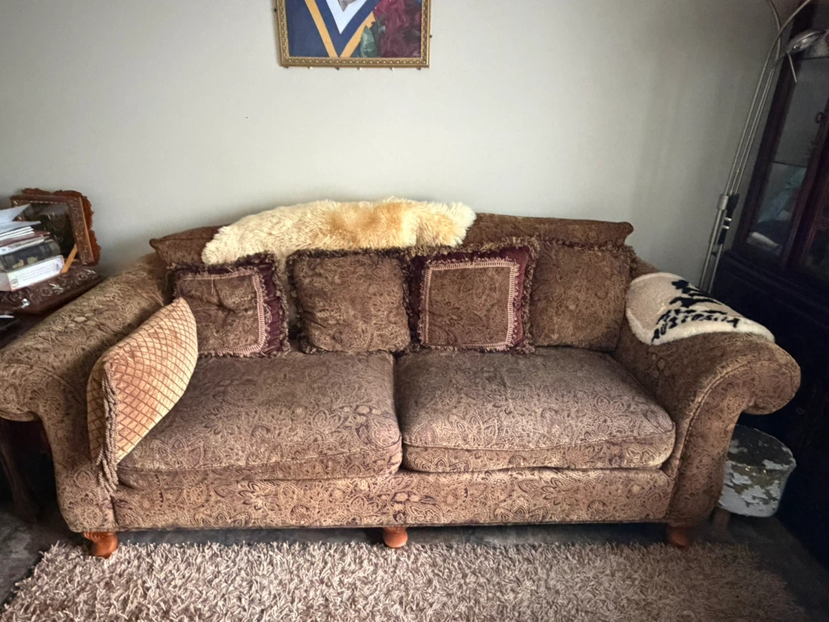 3 piece Brown Patterned Sofa Set