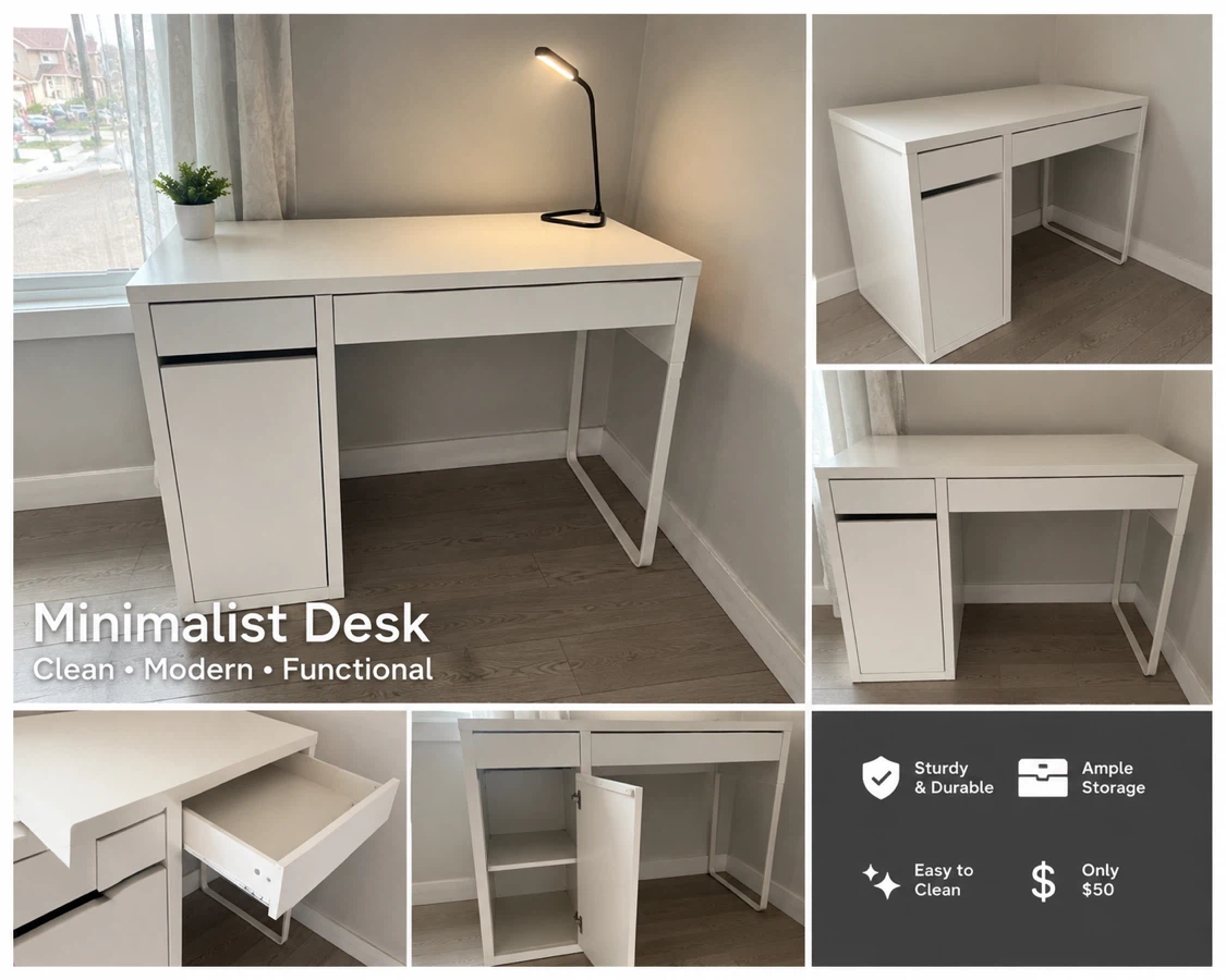White Desk with Drawers & Storage