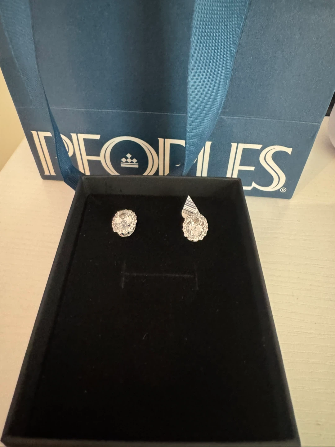 Peoples Oval White Lab-Created Sapphire Halo Earrings