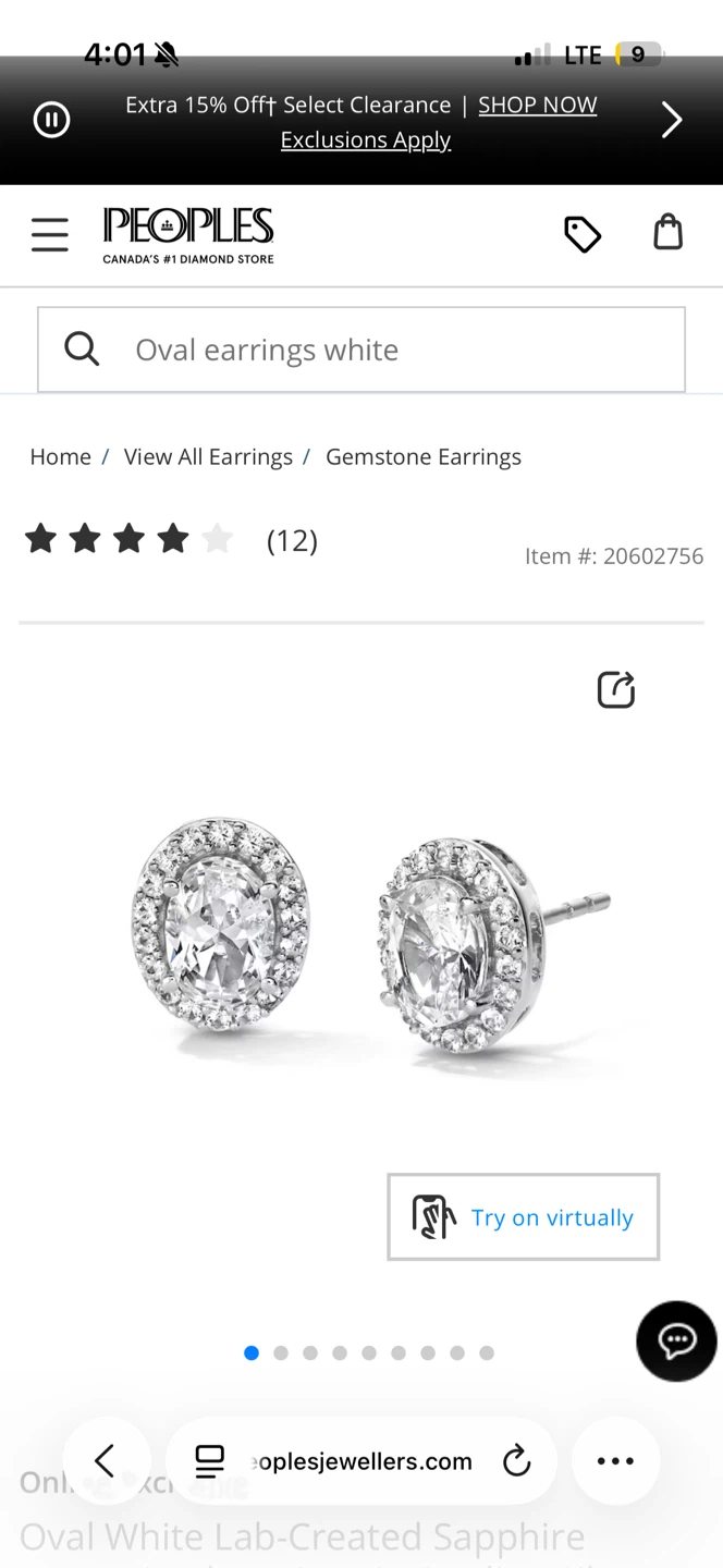 Peoples Oval White Lab-Created Sapphire Halo Earrings - photo 3