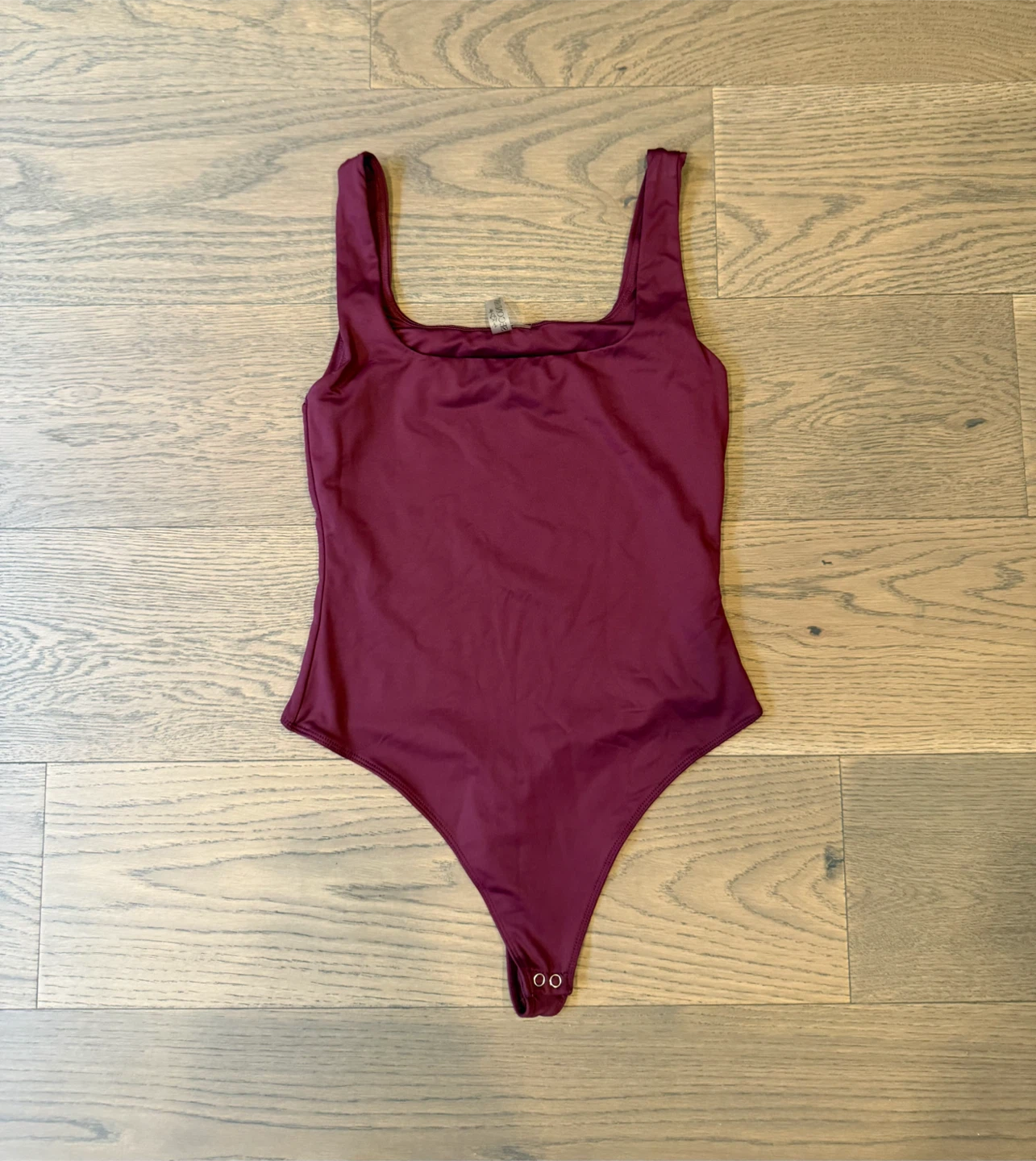 Second Skin Burgundy Square Neck Bodysuit