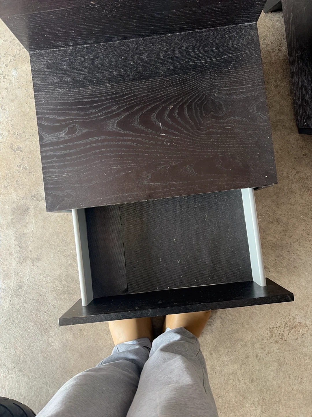 Set of two black wood grain bedside tables - photo 2