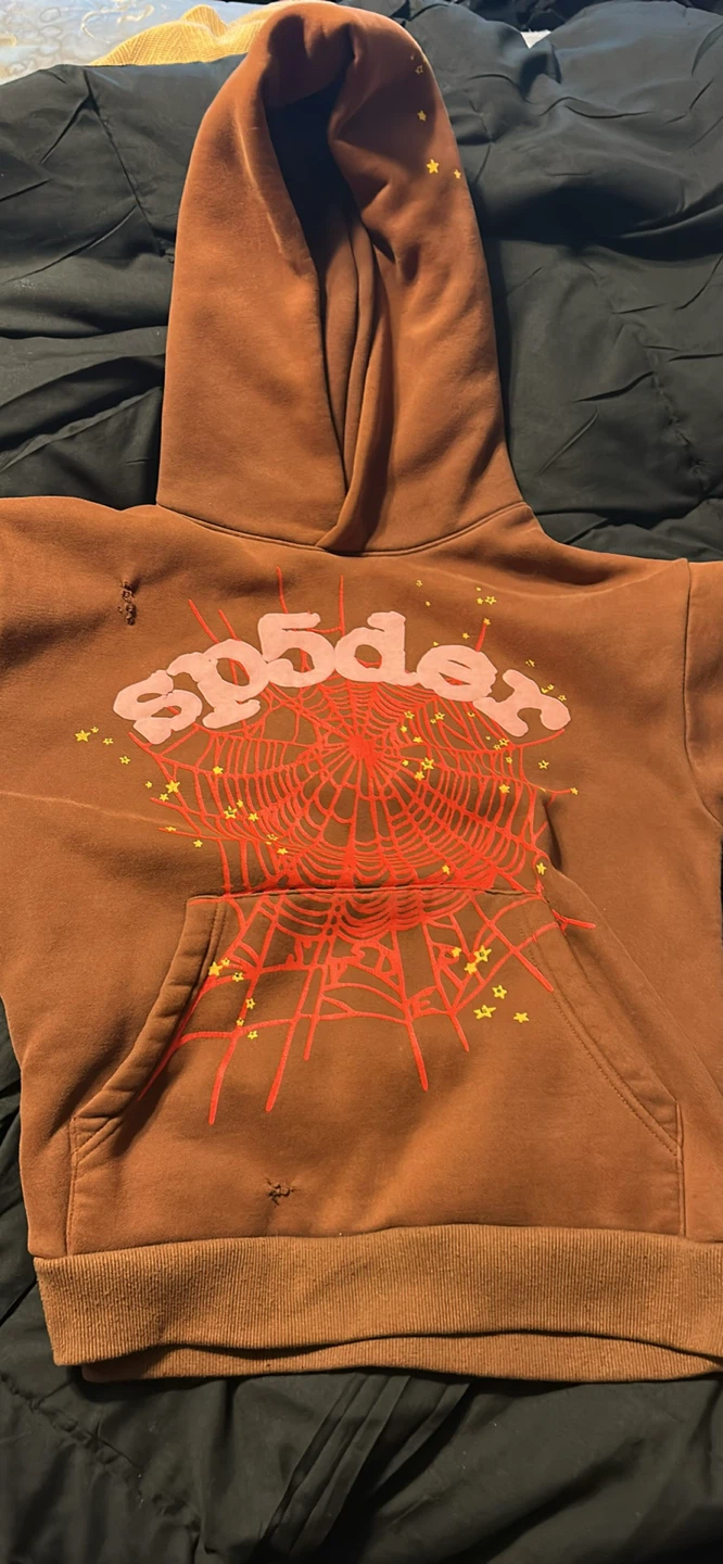 Brown "sp5der" Spiderweb Hoodie