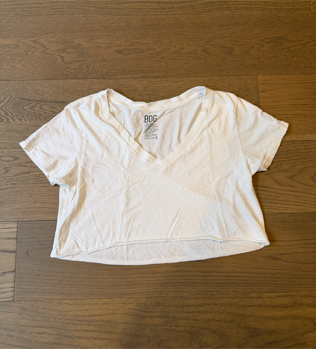 White V-Neck Cropped T-Shirt