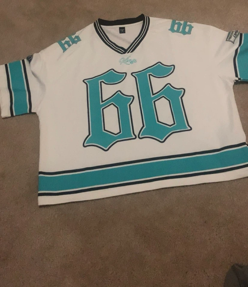 White Jersey with Teal '66'