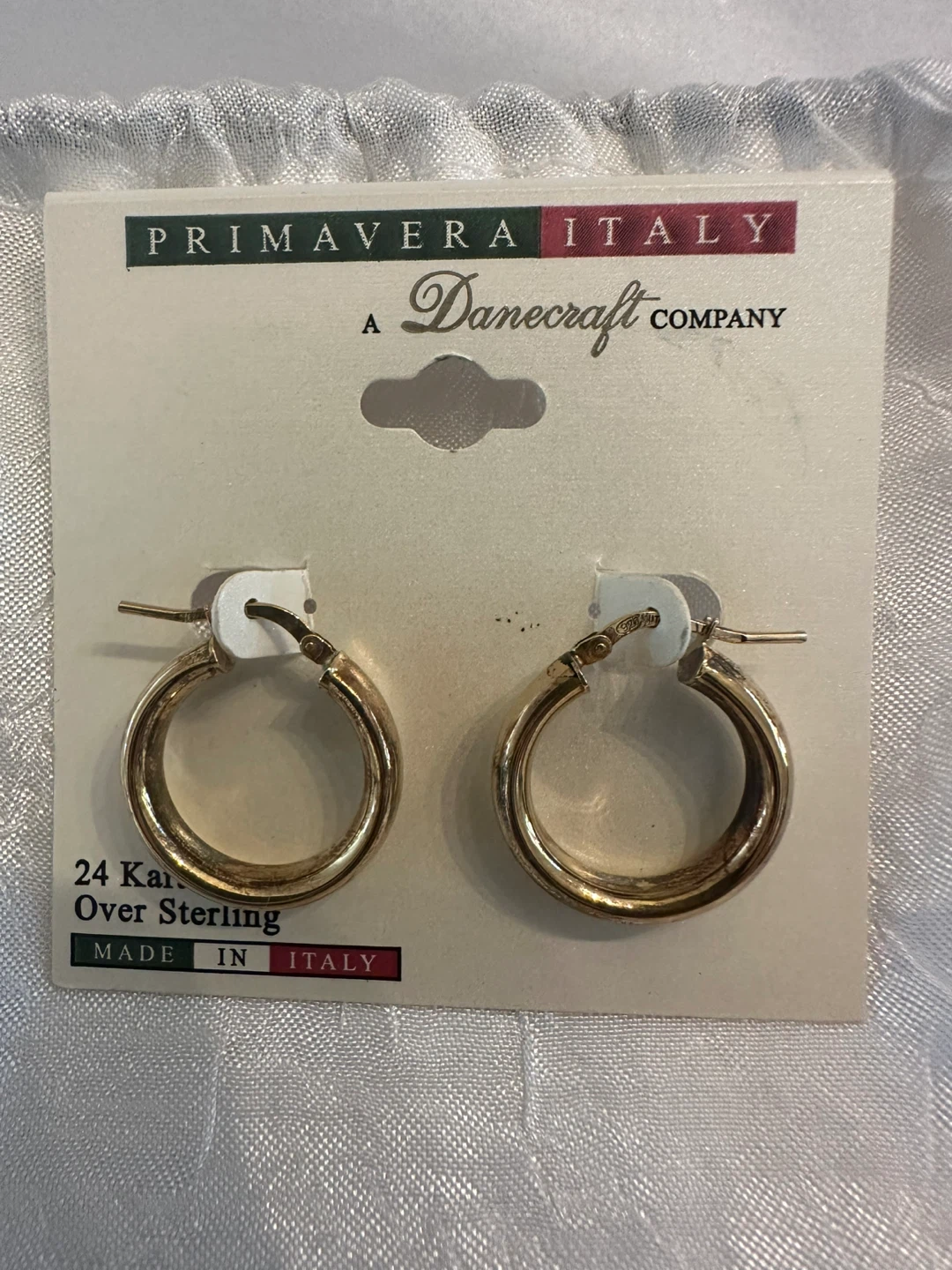 Primavera Italy 24k Gold Over Sterling Hoop Earrings