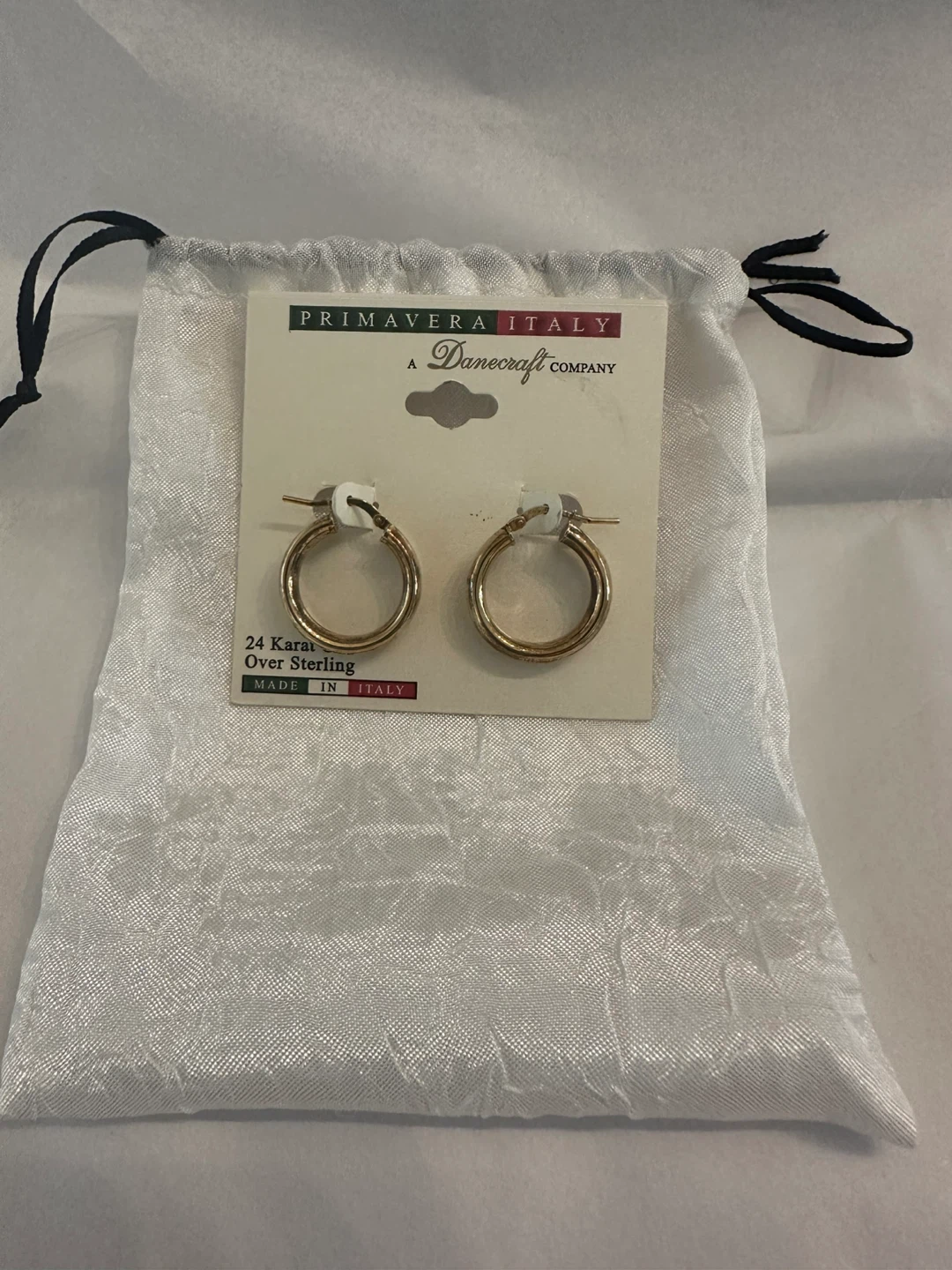 Primavera Italy 24k Gold Over Sterling Hoop Earrings - photo 2