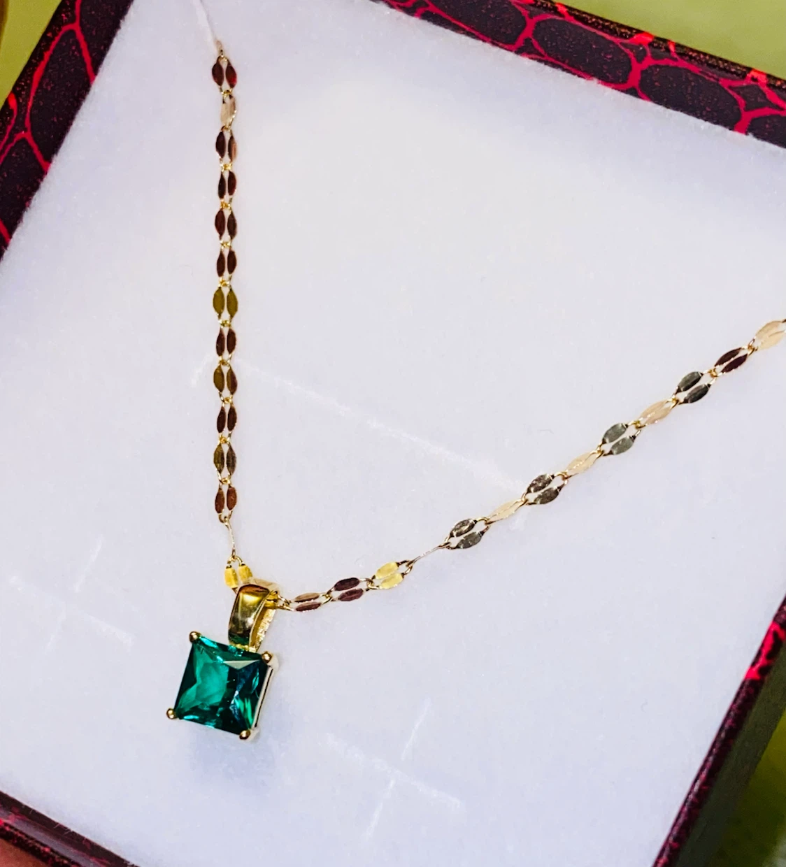 14K Gold Chain with 9K Lab Emerald Pendant - 18 inches - photo 2