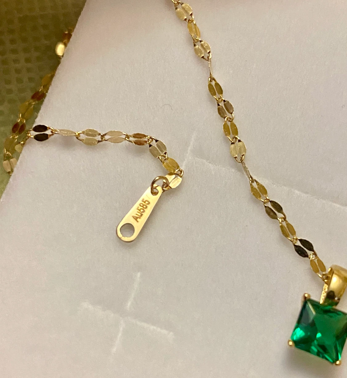 14K Gold Chain with 9K Lab Emerald Pendant - 18 inches - photo 4
