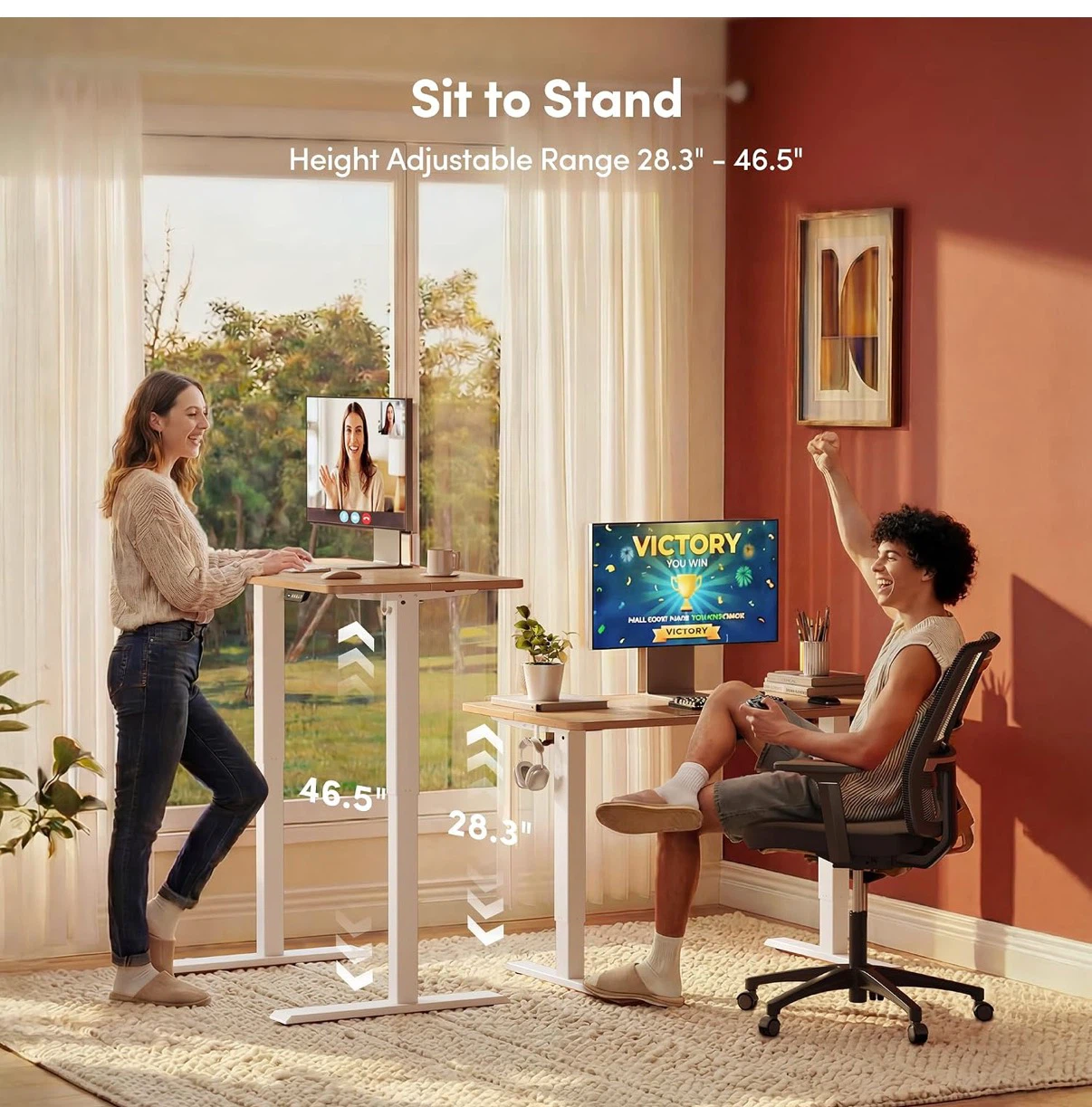 Standing Desk Electric Height Adjustable, Maple - photo 3