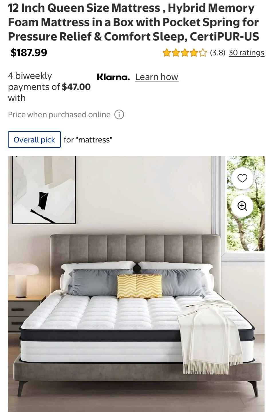 12 Inch Queen Size Hybrid Memory Foam Mattress