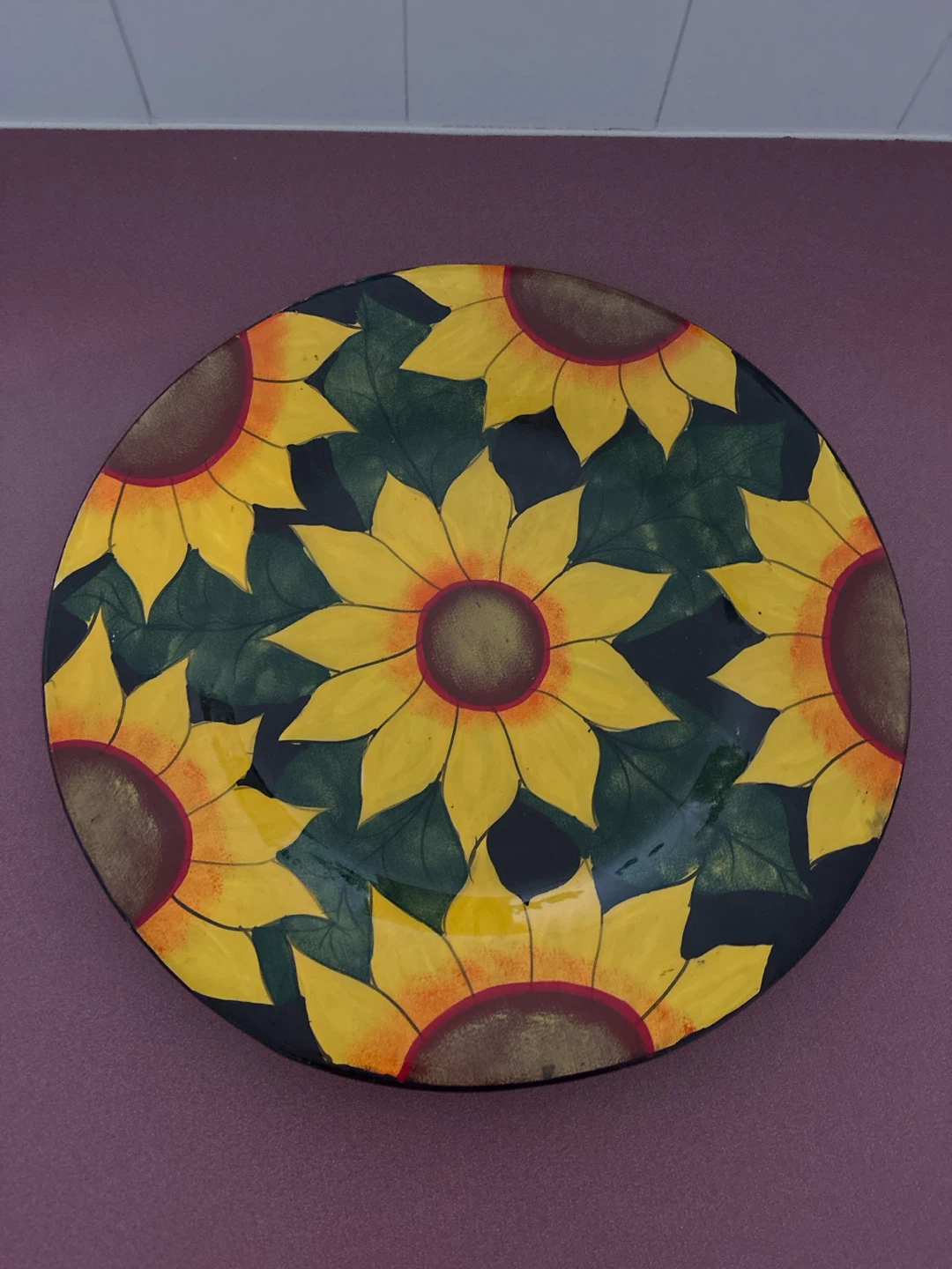 Decorative Plate with Sunflowers